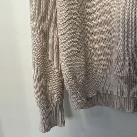 Gentle Fawn Beige Ribbed Crewneck Sweater L - Picture 2 of 5
